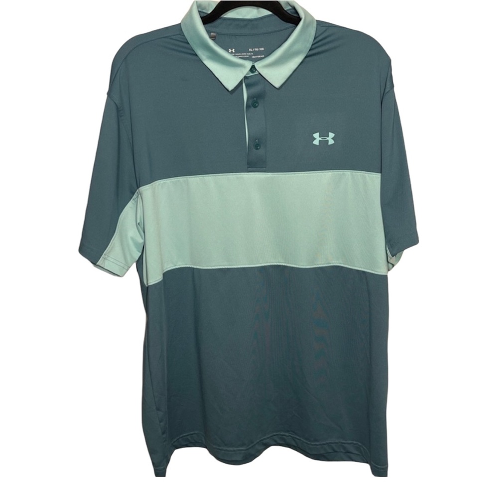 Under Armour Teal and Light Green Polo Shirt